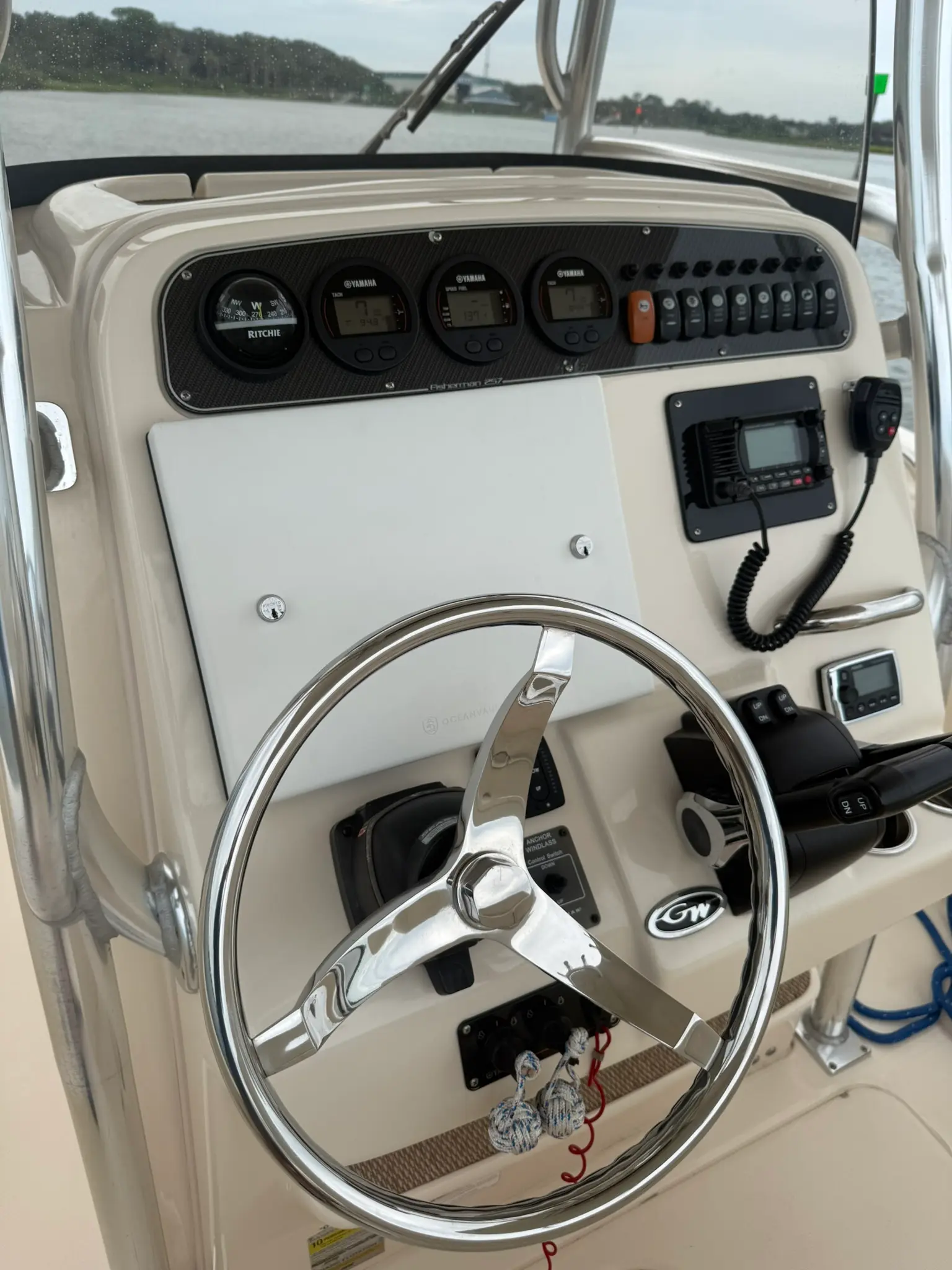 Photograph of Electronics Vault installed over the helm display