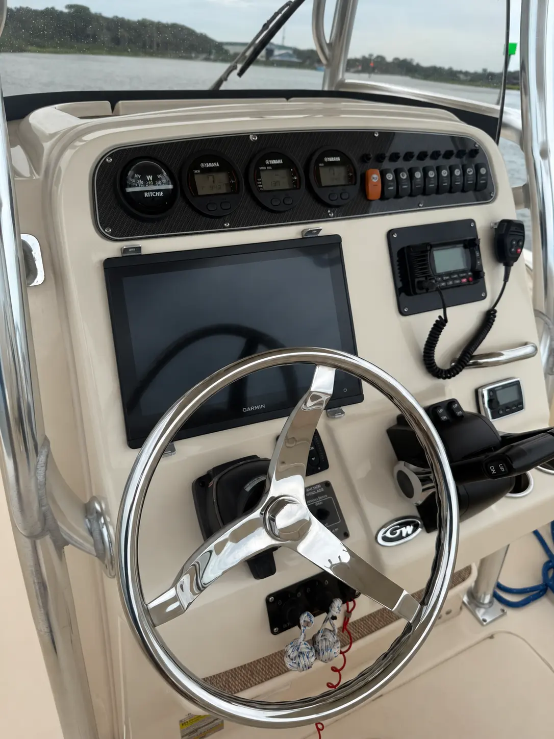 Illustration of the helm display with the Electronics Vault cover removed